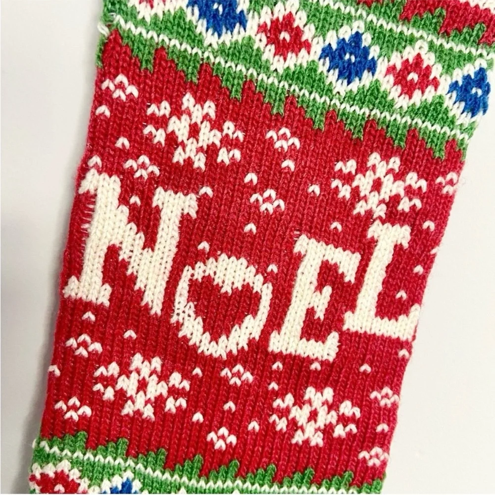Vintage Noel Sweater Knit Holiday Christmas Stocking